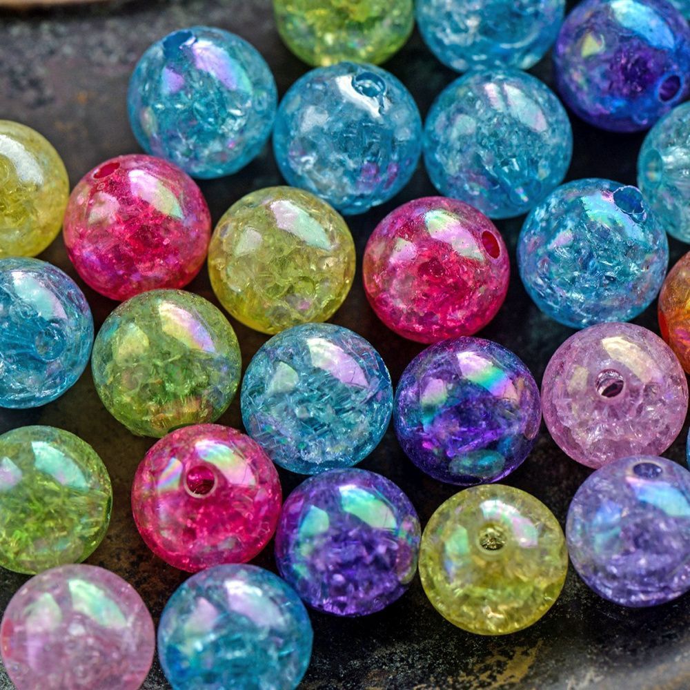 бусина, акрил "кракле", цветовой микс ab, 12 мм