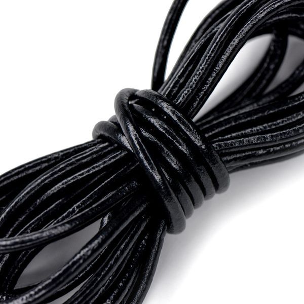 шнур кожаный, цвет черный, диаметр 3 мм