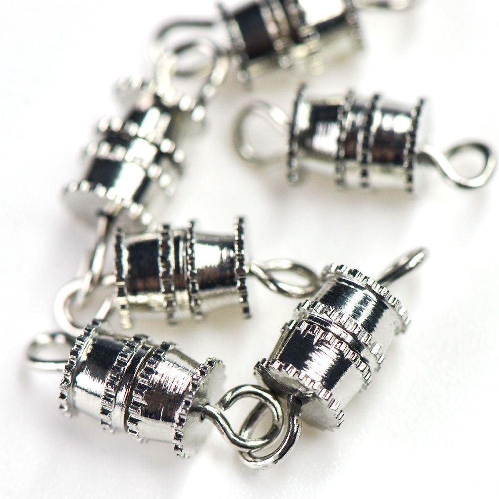 Замочки замочек винт-бочонок, цвет платина, 14x5 мм