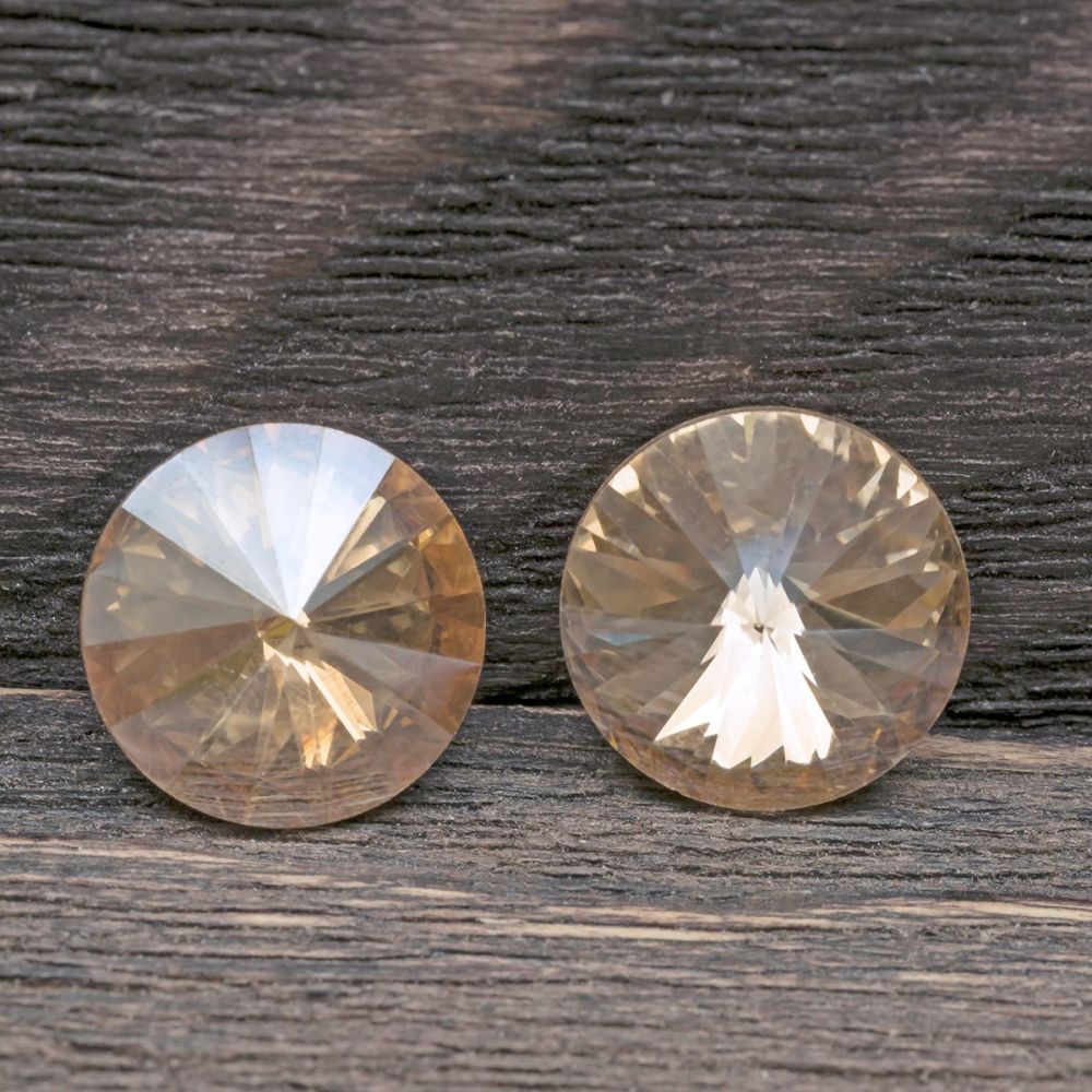 кабошон стекло риволи, цвет золотистый, 12 мм