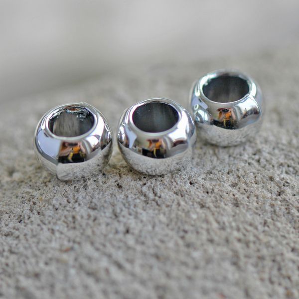 ес бусина металл "барабан", цвет платина, 6.5x5 мм