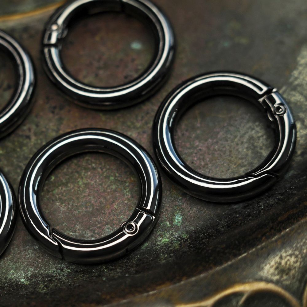 Замочки замок-кольцо для брелоков, цвет черный, 29.6x4.8 мм