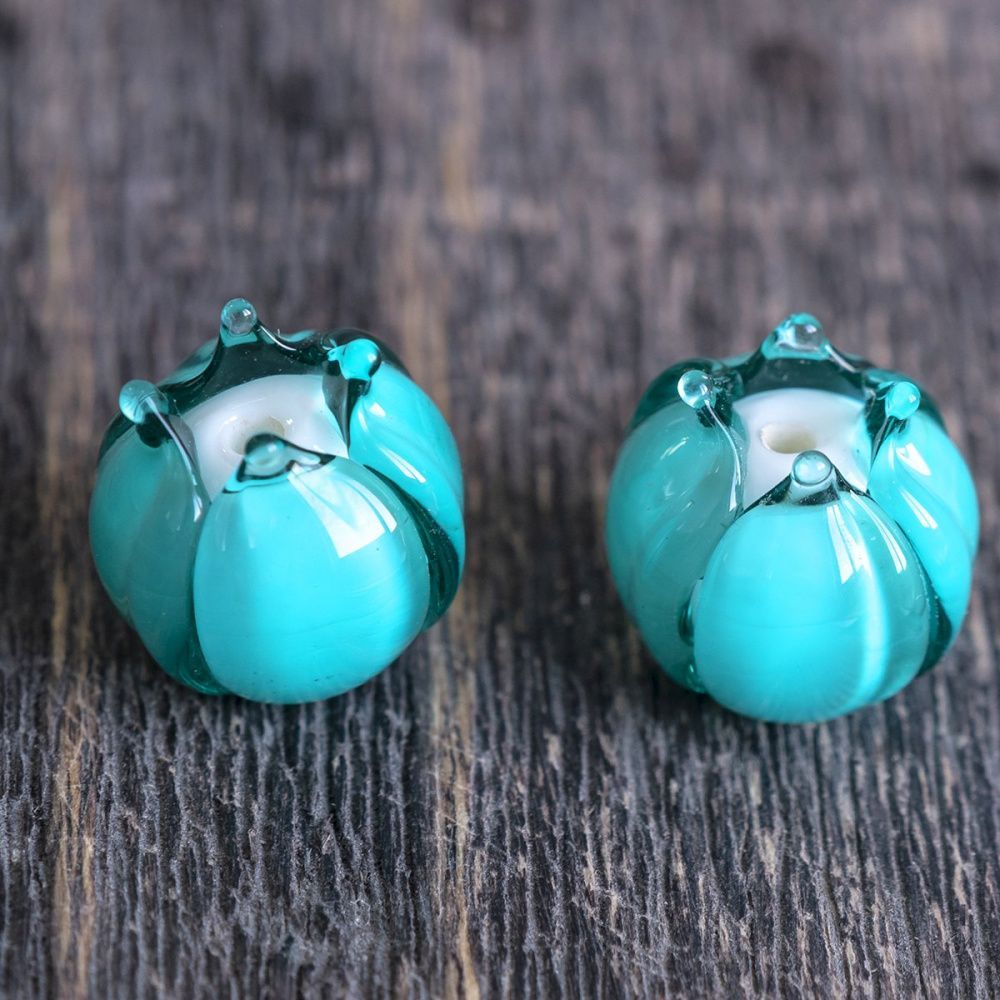 бусина, мурано "бутончик", светло-изумрудный, 13х12 мм