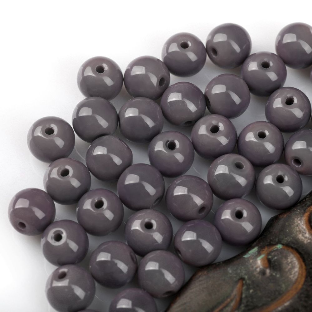 бусина, стекло 10, цвет сиреневый, 10 мм