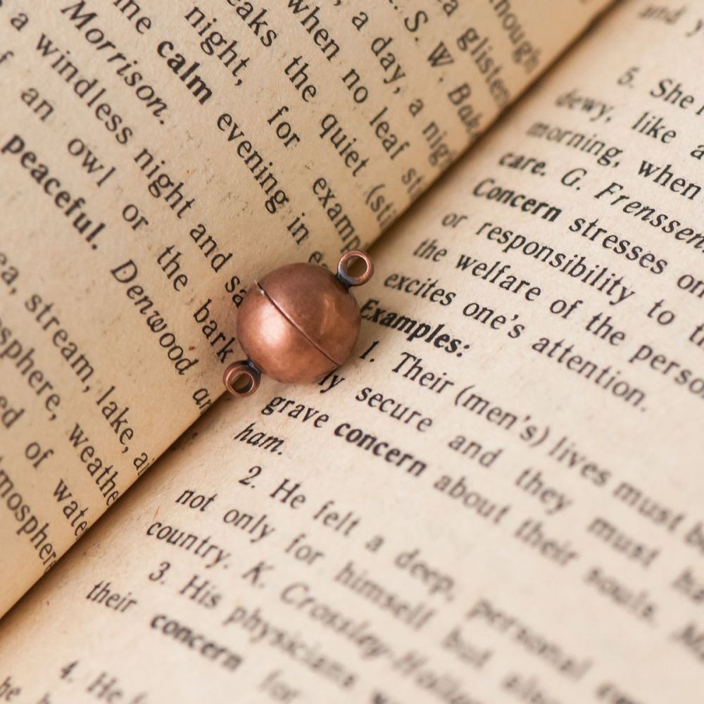 Замочки застежка магнитная "шарик", цвет красная медь, 16х10 мм