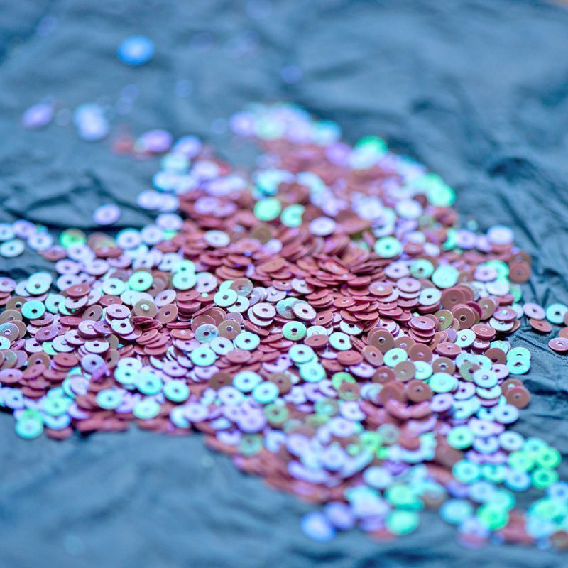 пайетки плоские, мрачно-розовый радужный, 4 мм