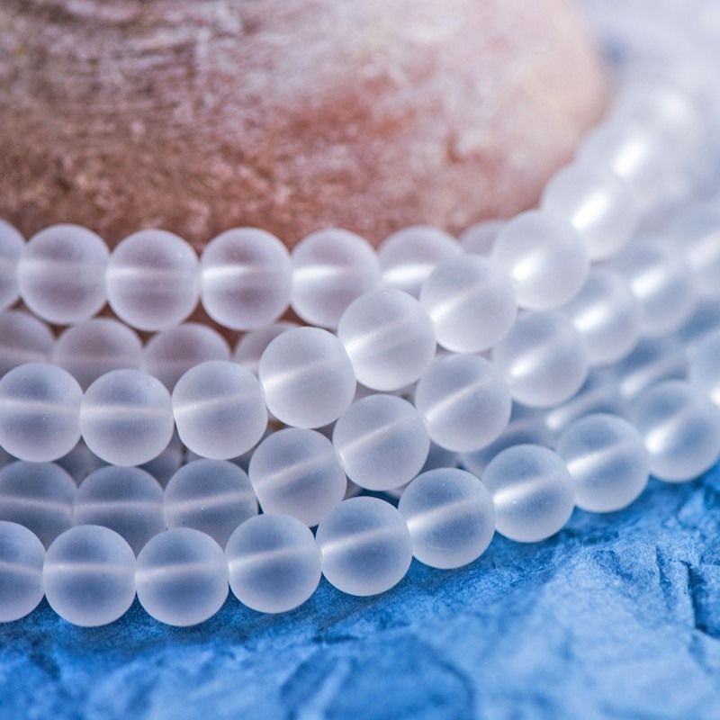 бусина, стекло 10, матовая, цвет белый, 10 мм