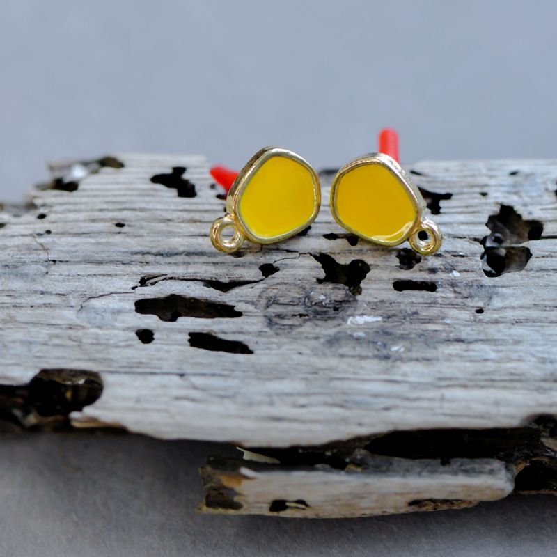 пуссеты "блюр", эмаль, цвет светлое золото, 13.5x9.5 мм