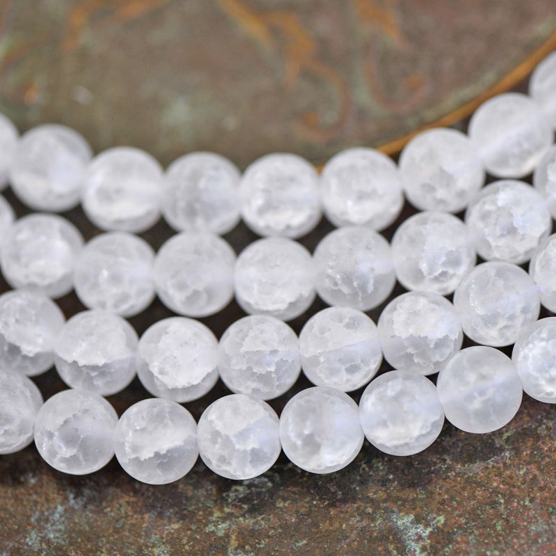 бусина, стекло "кракле", цвет прозрачный матовый, 8 мм