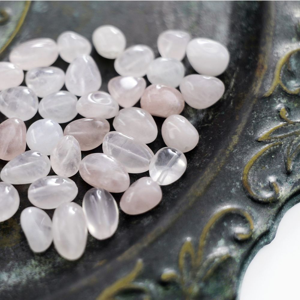 бусина кварц, овал, цвет розовый, размерный микс (уп. 10 г)