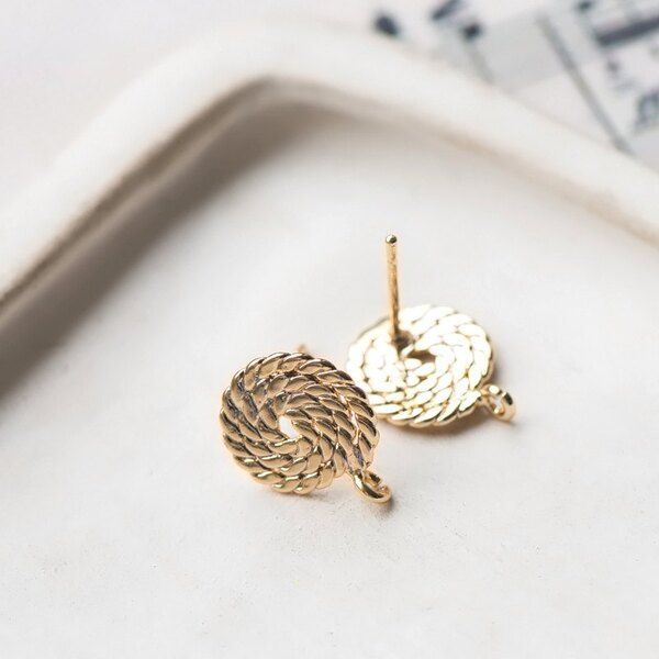 пуссеты "корд", позолоченные, 15x12 мм