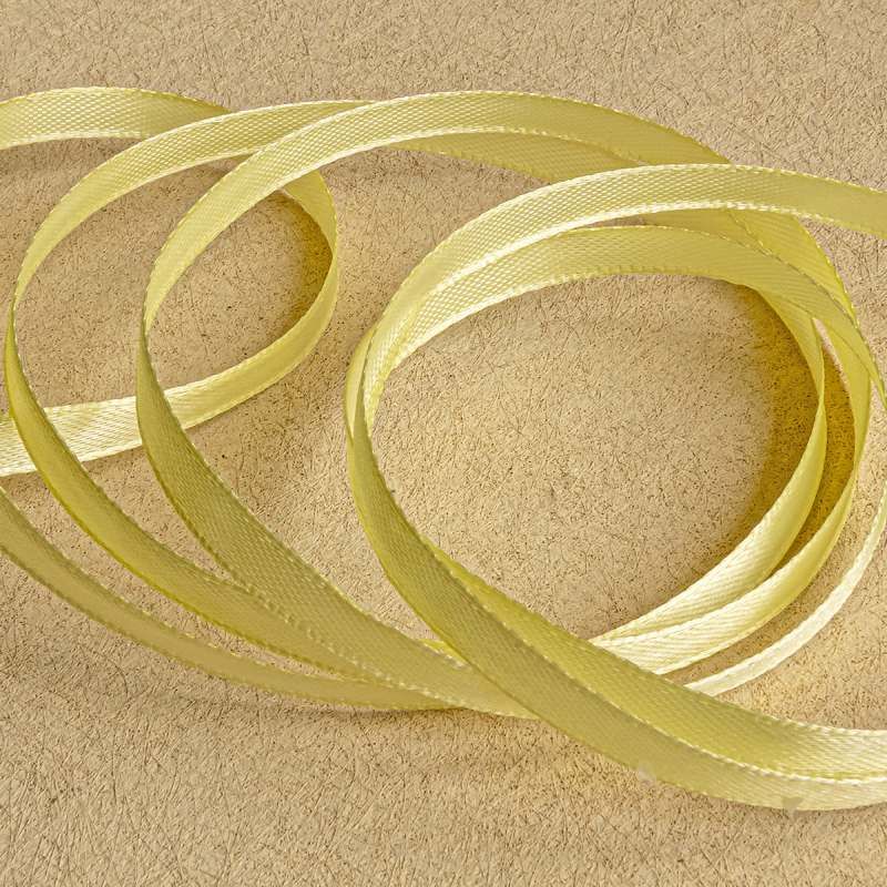лента, атлас, цвет светло-желтый, ширина 6 мм ленты