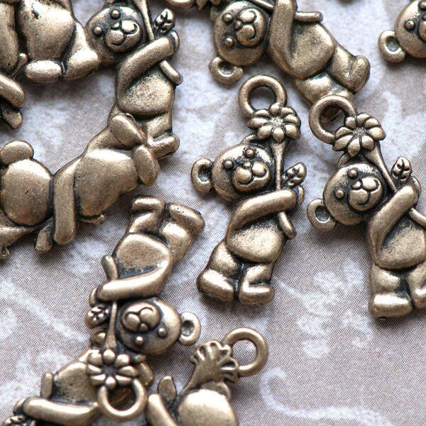 подвеска металлическая "медвежонок", цвет античная бронза, 19х9х3 мм