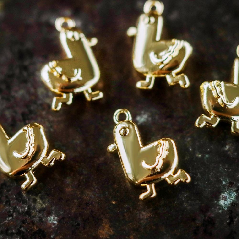 подвеска металл "гусь", позолота, 14x9 мм