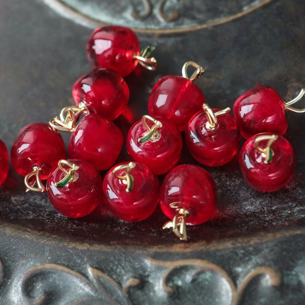 подвеска лэмпворк "яблоко", цвет красный, 19x14 мм