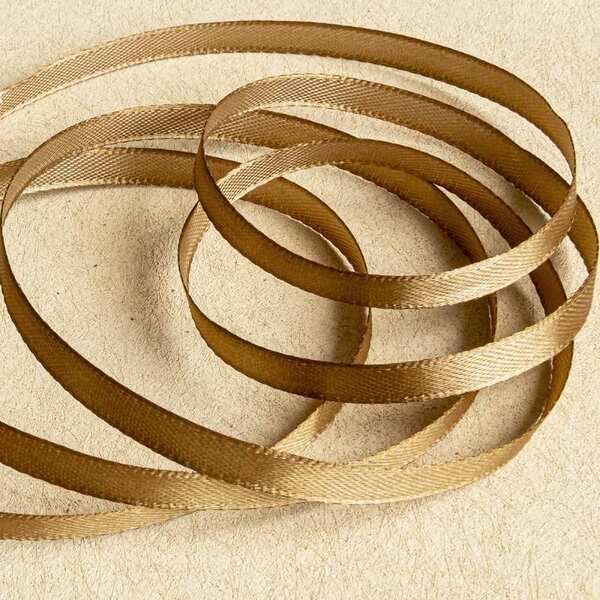 лента, атлас, цвет светло-коричневый, ширина 6 мм ленты