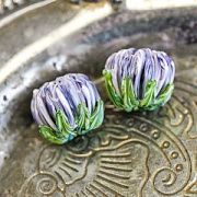 Бусина, Мурано "Хризантема", сиреневый,  22х15 мм