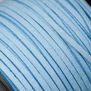 Шнур из искусственной замши, голубой, 3х1.5 мм