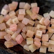 Бусина, Лэмпворк "Полукубик", стекло, цвет желто-розовый, 5.5x6x3 мм
