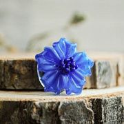 Бусина, Мурано "Василек", фигурная, синий, 20х9 мм