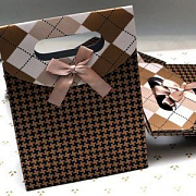 Пакет подарочный "Лина", картон, цвет кофейно-золотистый, 12.5х16.5х5.6 см