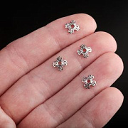 Шапочка для бусин "Примула", покрытие платина, 6x6x2 мм