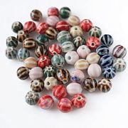 Бусина, керамика "Тыква-антик", цветовой микс, 12х11х10 мм