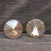 Кабошон стекло Риволи, цвет золотистый, 12 мм