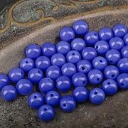 Бусина, стекло 8, цвет васильковый, 8 мм