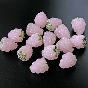 Бусина, Лэмпворк "Малинка", стекло, цвет розовый, 19x15 мм