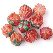 Бусина, Лэмпворк "Колокольчик большой", стекло, цвет оранжево-красный, 13-14.5x13-15 мм