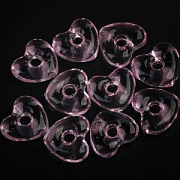 Бусина, Лэмпворк "Сердце-софт", стекло, цвет сиренево-розовый прозрачный, 14x15x5 мм