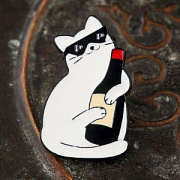 Значок металл "Кот Бордо", эмаль, цвет белый, 30x18.5x1.5 мм