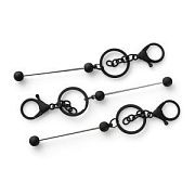 Карабин-лобстер для брелоков, с кольцом и пином, цвет черный, 155-158 мм