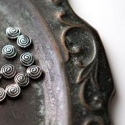 Бусина, металл "Спиралька", цвет античное серебро, 8х3.5 мм