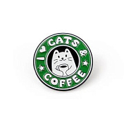 Значок металл "Catbucks", эмаль, цвет зеленый, 28.5x1.5 мм