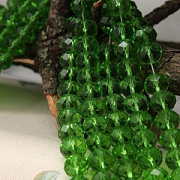 Бусина, стекло абакус 10, граненая, цвет зеленый, 10х7 мм 