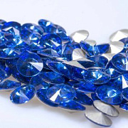 Кабошон стекло Риволи, цвет синий, 12 мм