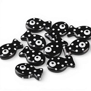 Бусина, Лэмпворк "Рыбка", стекло/эмаль, цвет чёрный, 19.5x12.5x6-6.5 мм