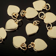 Подвеска металл "Харт", позолота, 12x9.5x1.5 мм