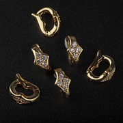 Замок для украшений "Ромбо", позолота/циркон, 10x5.5x8 мм