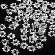 Разделитель для бусин "Ромашка", цвет серебро, 6х1.5 мм  (уп 30 +/-2 шт)