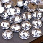 Кабошон акриловый "Грани", круглый, цвет прозрачный, 25х8 мм