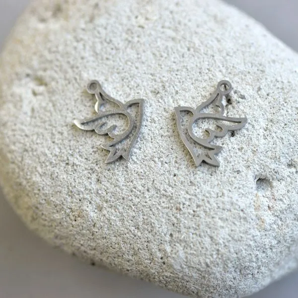 подвеска стальная "голубь", цвет стальной, 17.6x13.2x1 мм