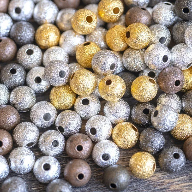 бусина, металл "звездная пыль" 6, цветовой микс, 6 мм