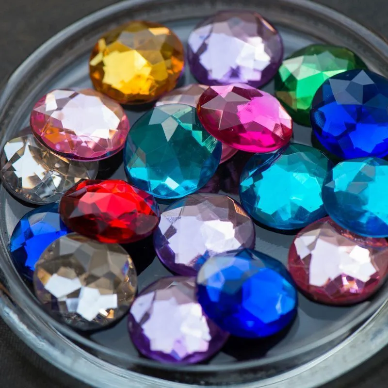 кабошон акриловый "грани", круглый, цветовой микс, 20х6 мм