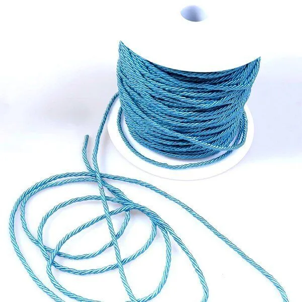 шнур витой из полиэстера, цвет бирюзовый, 3.5 мм