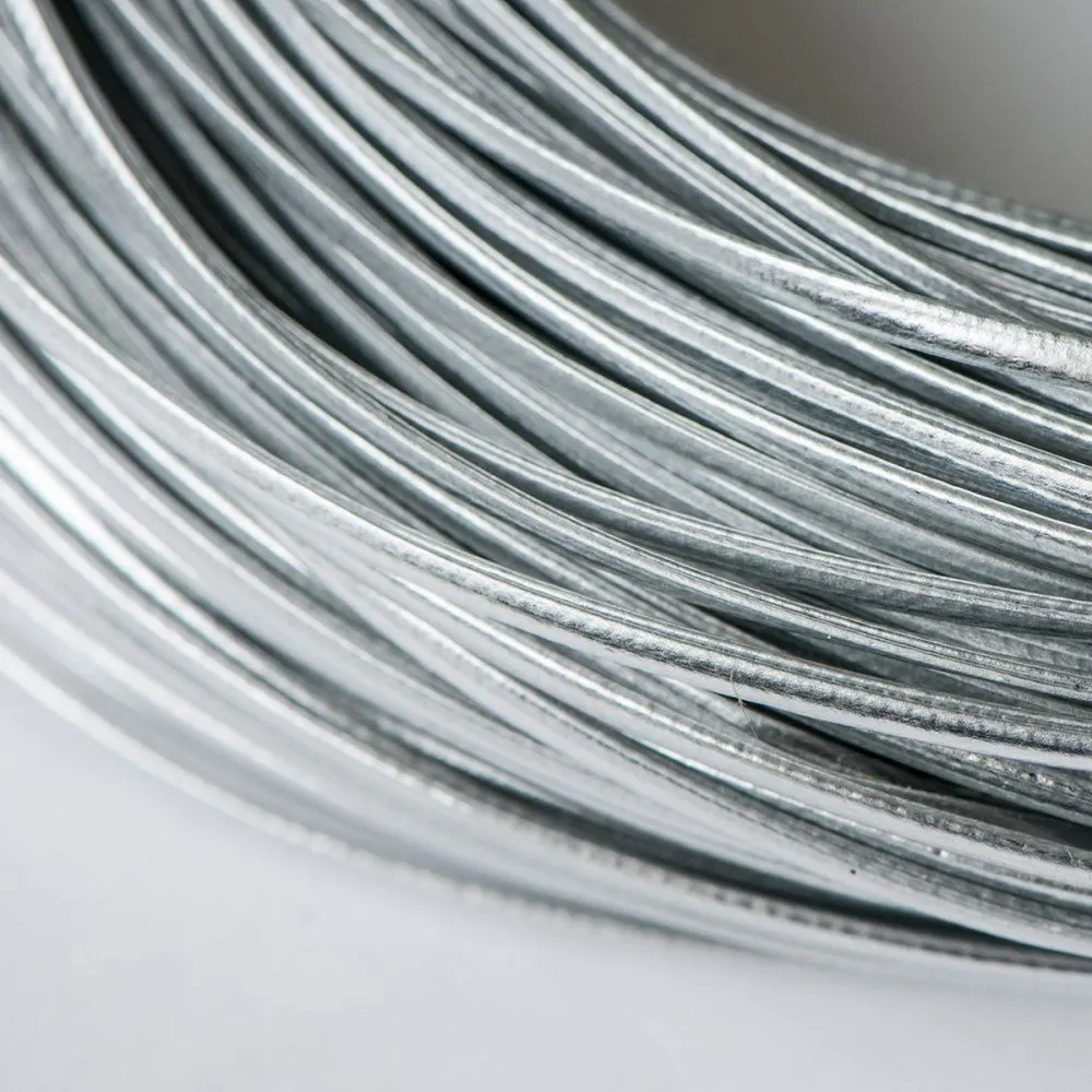 шнур, имитация кожи, плоский, цвет серебристый, 2х1 мм