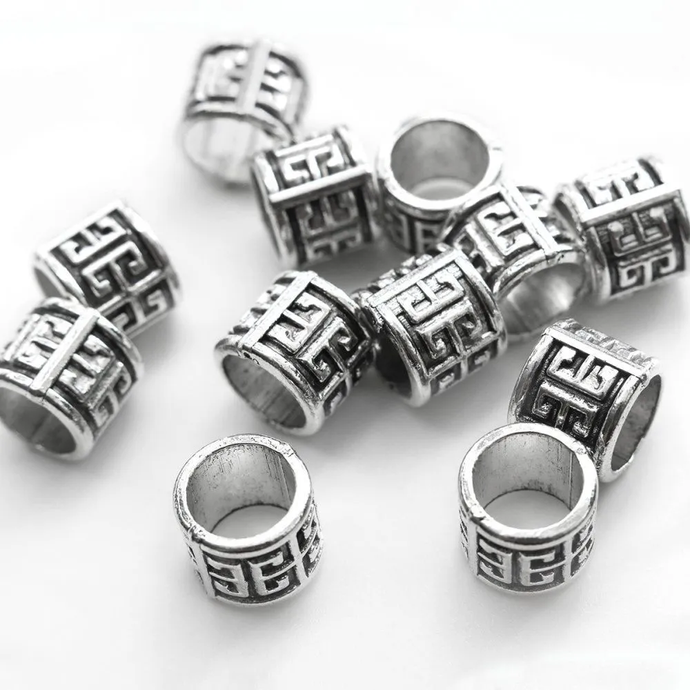 ес бусина металл "меандр", цвет античное серебро, 10x8.5 мм