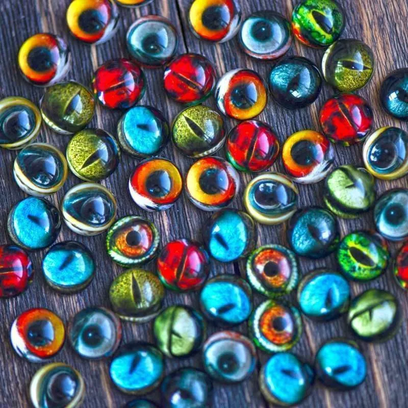 кабошон стеклянный "звериный глаз", с принтом, 12х6 мм